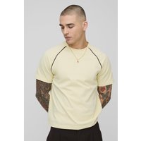 Kastiges T-Shirt mit Kontrast-Paspeln - Gelb - L, Gelb Kastiges T-Shirt mit Kontrast-Paspeln - Gelb - L, Gelb von boohooman