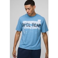 Kastiges T-Shirt mit Print - Blau - XS, Blau Kastiges T-Shirt mit Print - Blau - XS, Blau von boohooman