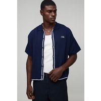 Kastiges besticktes Man Strick-Hemd von boohooman