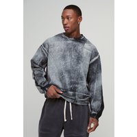 Kastiges gebleichtes Oversize Sweatshirt - Schwarz - XS, Schwarz Kastiges gebleichtes Oversize Sweatshirt - Schwarz - XS, Schwarz von boohooman