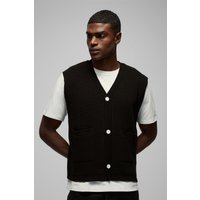 Kastiges geripptes Strick-vesttop mit Knöpfen von boohooman