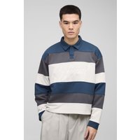 Kastiges gestreiftes Oversize Polo-Sweatshirt Kastiges gestreiftes Oversize Polo-Sweatshirt von boohooman