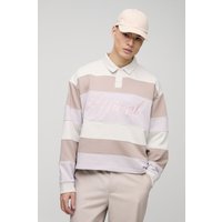 Kastiges gestreiftes Oversize Polo-Sweatshirt Kastiges gestreiftes Oversize Polo-Sweatshirt von boohooman