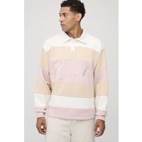 Kastiges gestreiftes Oversize Polo-Sweatshirt von boohooman