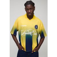 Kastiges gestreiftes Oversize Sport-Poloshirt - Gelb - S, Gelb von boohooman