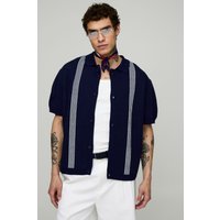 Kastiges gestreiftes Strick-Hemd von boohooman