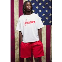 Kastiges rotes Oversize T-Shirt und lockere Shorts - XS, Rot von boohooman