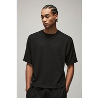Kastiges strukturiertes Oversize T-Shirt - Schwarz - L, Schwarz von boohooman