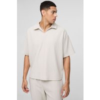 Kastiges strukturiertes geripptes Oversize Poloshirt - Grau - XS, Grau Kastiges strukturiertes geripptes Oversize Poloshirt - Grau - XS, Grau von boohooman