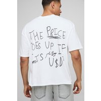 Kastiges weißes Oversize T-Shirt mit Dollar-Slogan von boohooman