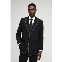 Kontrast-Blazer mit geradem Bein - Schwarz - 40, Schwarz von boohooman