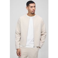 Kragenlose Jacke mit Reißverschluss - Grau - XS, Grau Kragenlose Jacke mit Reißverschluss - Grau - XS, Grau von boohooman