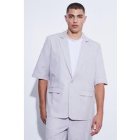 Kurzärmlige einreihige Oversize Anzugjacke - Grau - 34, Grau Kurzärmlige einreihige Oversize Anzugjacke - Grau - 34, Grau von boohooman