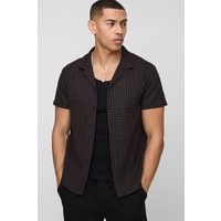Kurzärmliges Hemd mit Hahnentritt-Print - Braun - XS, Braun von boohooman