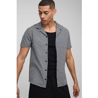 Kurzärmliges Hemd mit Hahnentritt-Print von boohooman