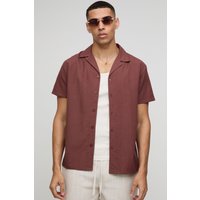 Kurzärmliges Leinen-Hemd - Braun - XL, Braun von boohooman