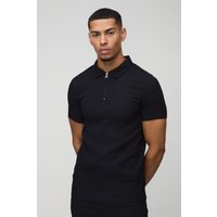 Kurzärmliges Muscle-Fit Poloshirt mit Reißverschluss - Schwarz - XS, Schwarz von boohooman