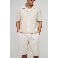 Kurzärmliges Oversize Hemd aus Leinenmischung von boohooman