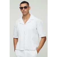 Kurzärmliges Oversize Hemd in Leinenoptik - Weiß - M, Weiß von boohooman