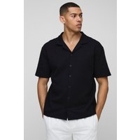 Kurzärmliges Oversize Hemd in Waffeloptik - Schwarz - XL, Schwarz Kurzärmliges Oversize Hemd in Waffeloptik - Schwarz - XL, Schwarz von boohooman