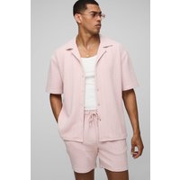 Kurzärmliges Oversize Stretch-Hemd & Hose - Rosa - S, Rosa Kurzärmliges Oversize Stretch-Hemd & Hose - Rosa - S, Rosa von boohooman