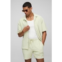 Kurzärmliges Oversize Stretch-Hemd & Hose von boohooman