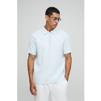 Kurzärmliges Poloshirt mit Reißverschluss - Blau - XS, Blau Kurzärmliges Poloshirt mit Reißverschluss - Blau - XS, Blau von boohooman