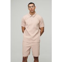 Kurzärmliges Poloshirt mit Reißverschluss - Taupe - XS, Taupe Kurzärmliges Poloshirt mit Reißverschluss - Taupe - XS, Taupe von boohooman
