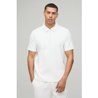 Kurzärmliges Poloshirt mit Reißverschluss - Weiß - XS, Weiß von boohooman
