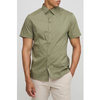 Kurzärmliges Slim-Fit Basic Hemd-Kleid mit Kragen - Khaki - S, Khaki von boohooman