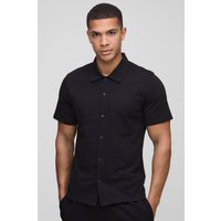 Kurzärmliges Slim-Fit Jersey-Hemd - Schwarz - XL, Schwarz Kurzärmliges Slim-Fit Jersey-Hemd - Schwarz - XL, Schwarz von boohooman