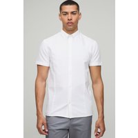 Kurzärmliges Slim-Fit Oxford-Hemd mit Knopfleiste von boohooman