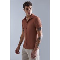 Kurzärmliges strukturiertes Muscle-Hemd - Braun - XS, Braun Kurzärmliges strukturiertes Muscle-Hemd - Braun - XS, Braun von boohooman