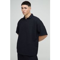 Kurzärmliges strukturiertes Oversize Poloshirt - Schwarz - XS, Schwarz Kurzärmliges strukturiertes Oversize Poloshirt - Schwarz - XS, Schwarz von boohooman