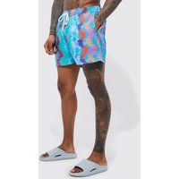 Kurze Badehose mit Azteken-Print - Mehrfarbig - XS, Mehrfarbig von boohooman