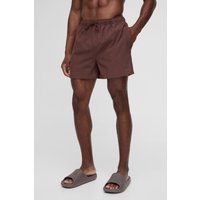 Kurze Badehose mit Logo in Schokoladen-Tönen von boohooman