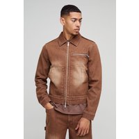 Kurze Jeansjacke mit Acid-Waschung von boohooman