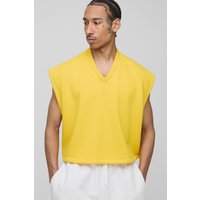 Kurzes kastiges Oversize Sweatshirt-vesttop mit V-Ausschnitt - Gelb - M, Gelb von boohooman