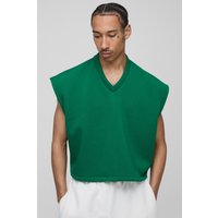 Kurzes kastiges Oversize Sweatshirt-vesttop mit V-Ausschnitt - Grün - XL, Grün Kurzes kastiges Oversize Sweatshirt-vesttop mit V-Ausschnitt - Grün - XL, Grün von boohooman
