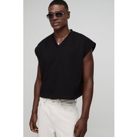 Kurzes kastiges Oversize Sweatshirt-vesttop mit V-Ausschnitt - Schwarz - S, Schwarz Kurzes kastiges Oversize Sweatshirt-vesttop mit V-Ausschnitt - Schwarz - S, Schwarz von boohooman