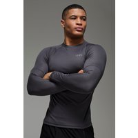 Langärmliges Man Active Muscle-Fit Mesh T-Shirt - Grau - M, Grau Langärmliges Man Active Muscle-Fit Mesh T-Shirt - Grau - M, Grau von boohooman