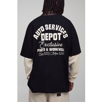 Langärmliges Oversize T-Shirt in Waffeloptik - Schwarz - M, Schwarz von boohooman