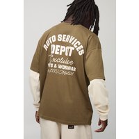 Langärmliges Oversize T-Shirt in Waffeloptik von boohooman