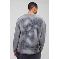 Langärmliges Oversize T-Shirt mit Gothic Print - Grau - L, Grau Langärmliges Oversize T-Shirt mit Gothic Print - Grau - L, Grau von boohooman