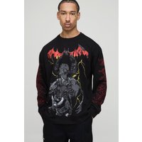 Langärmliges Oversize T-Shirt mit Print - Schwarz - M, Schwarz Langärmliges Oversize T-Shirt mit Print - Schwarz - M, Schwarz von boohooman