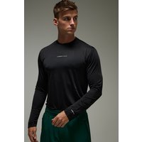 Langärmliges T-Shirt mit „BRAND“-Print - Schwarz - XL, Schwarz von boohooman