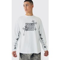 Langärmliges T-Shirt mit Kreuz-Print von boohooman