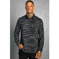 Langärmliges Viskose-Hemd mit Zebraprint - Schwarz - M, Schwarz Langärmliges Viskose-Hemd mit Zebraprint - Schwarz - M, Schwarz von boohooman