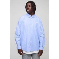Langärmliges besticktes Super Oversize Hemd mit Streifen Langärmliges besticktes Super Oversize Hemd mit Streifen von boohooman