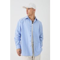 Langärmliges gestreiftes Oversize Hemd in Blau Langärmliges gestreiftes Oversize Hemd in Blau von boohooman
